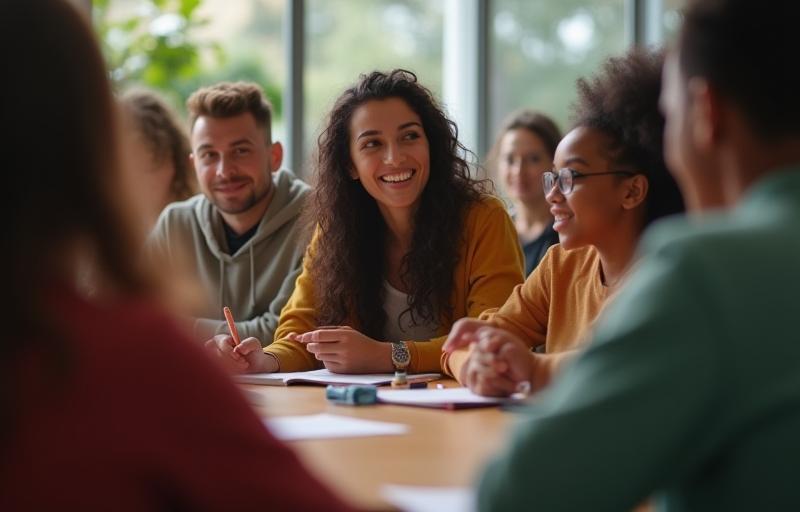 Diverse group of people engaged in a learning setting, representing various backgrounds